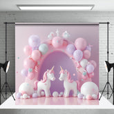 Aperturee - Fantasy Pink Arch Balloons Unicorn Photo Backdrop